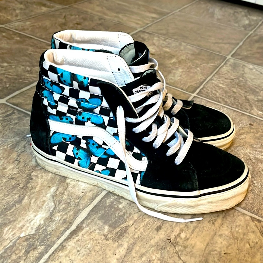 Vans Sk8-Hi shoes with blue butterfly’s great condition